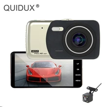 QUIDUX Dash cam Car DVR Dual Lens 4 pollice Full HD 1080 p Monitor di Parcheggio WDR Visione Notturna Retrovisore Video registratore Videocamera per auto 2018