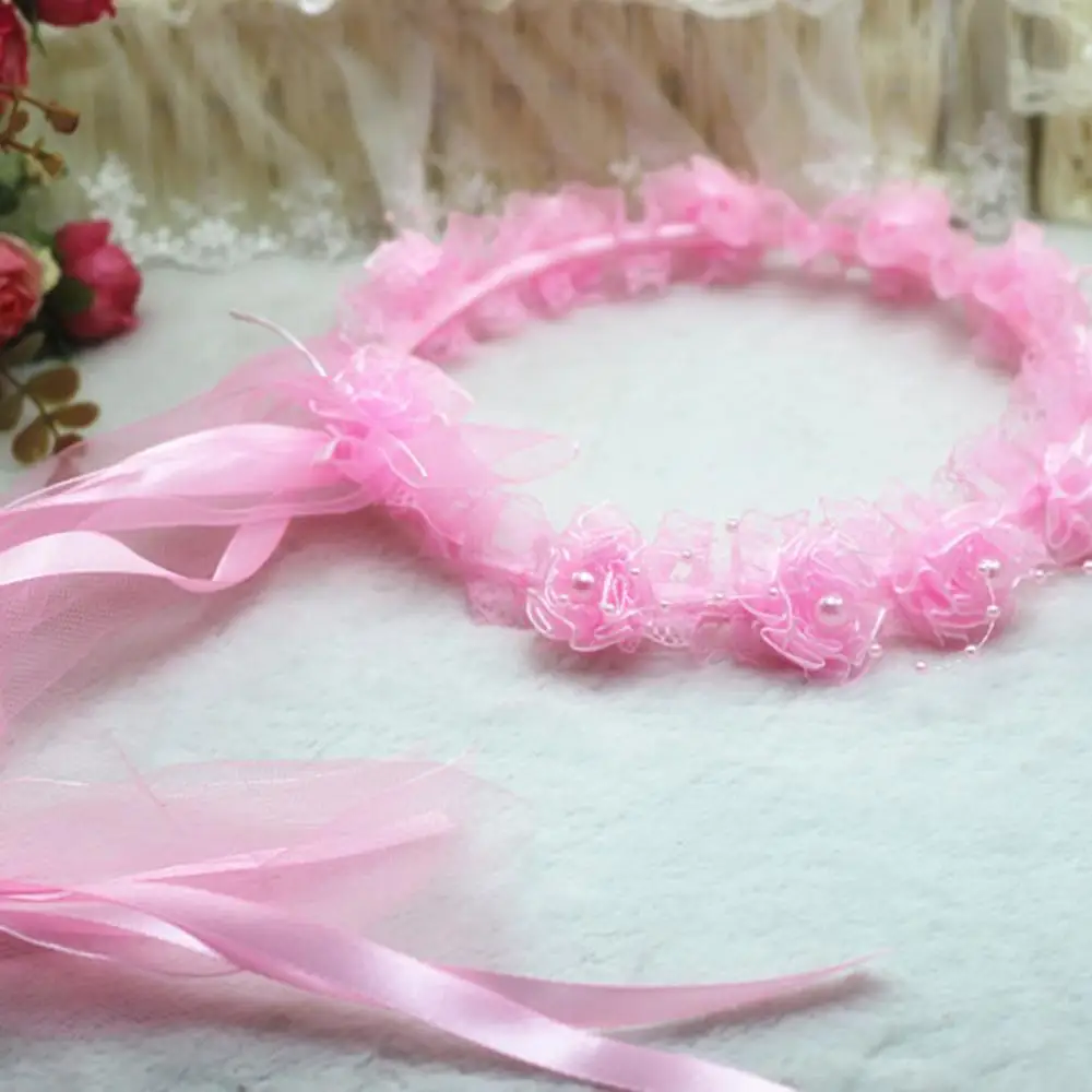 

Lace Flower Girl Hair Clasp Cute Children Headband Kid Photography Props Lovely Veil Baby Crown Adjustable Headdress Accessories