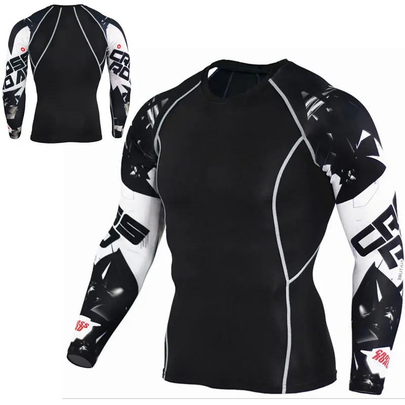 

2018 Men Muscle T-Shirt quick dry running T-shirt gym fitness sport training tee male joggers long sleeves Thermal Top Tee Shirt