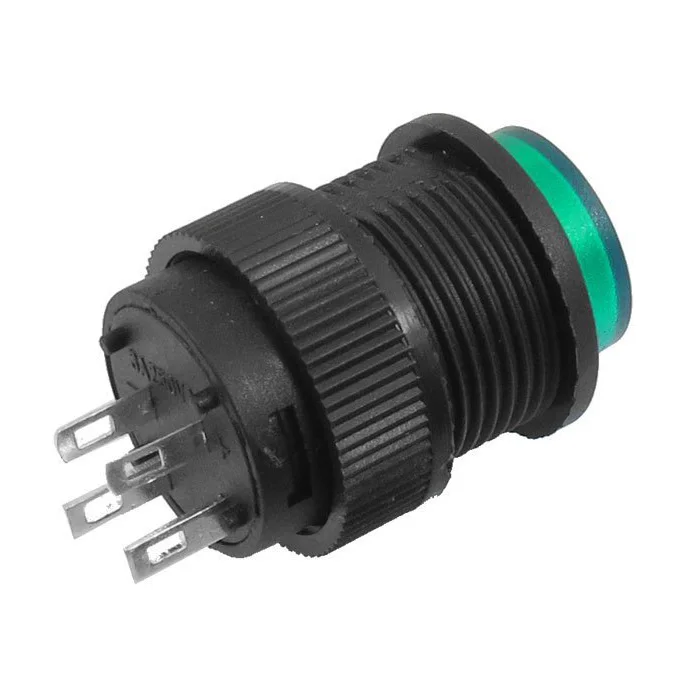 

2 Pcs 4 Terminals Green LED Lamp Momentary Push Button Switch DC 3V