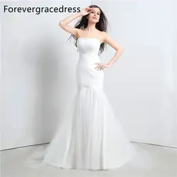 Forevergracedress реальные фотографии белое свадебное платье Русалка Милая Длинные Кружева на спине свадебное платье плюс Размеры индивидуальный