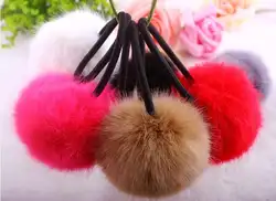 Новые осенние и зимние модные милые заячьи ушки повязка на голову кроличий мех мяч волос веревки голову цветок аксессуары для волос