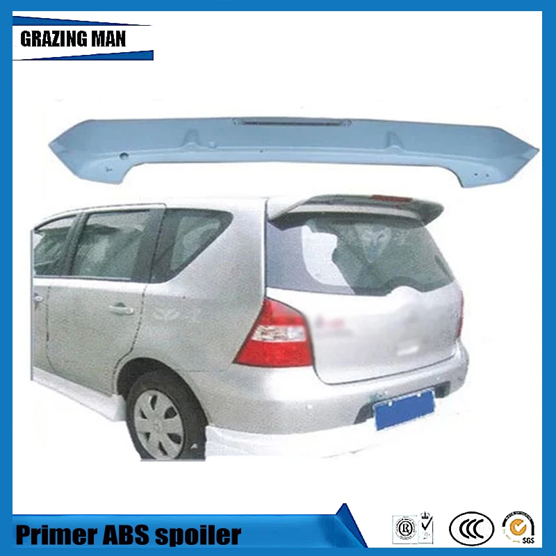 

ABS Primer Unpainted Color Rear Spoiler With light For Livina Spoiler 2006-2012