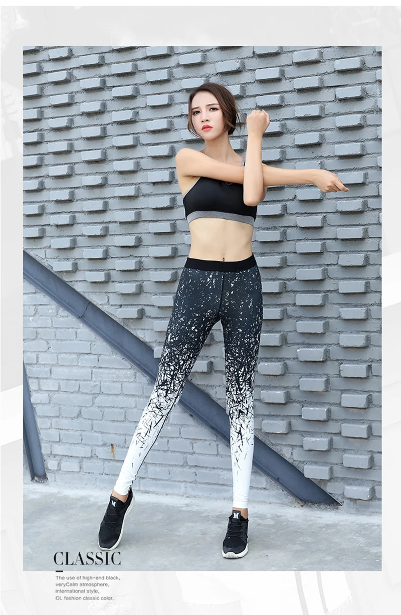 Йога Брюки Женская спортивная одежда в китайском стиле с принтом Леггинсы для йоги и фитнеса йога спортивные лосины для бега Штаны компрессионные колготки