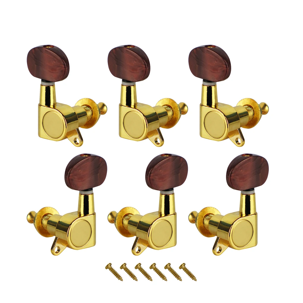 FLEOR 6PCS 3L3R Sealed Guitar Machine Heads Tuners Tuning Pegs Keys Pearl Button 3 Left 3 Right