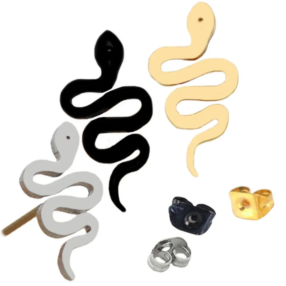 

1Piece Charming Jewelry Hypoallergenic Titanium Steel Snake Shaped 1 Piece Woman Ear Stud Drop Shipping