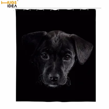 

HUGSIDEA Shower Curtains Black Dog Bathroom Curtains Waterproof Washable Polyester Bath Curtain Custom Pet Dog Cloth 180*168cm