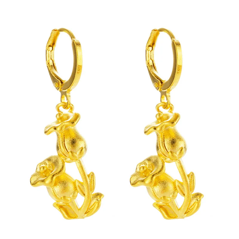 

Wholesale Fine Superior Design Earings Round 24K Gold Color Drop Earrings For Women Jewelry Oorbellen Ohrringe Earring Brincos