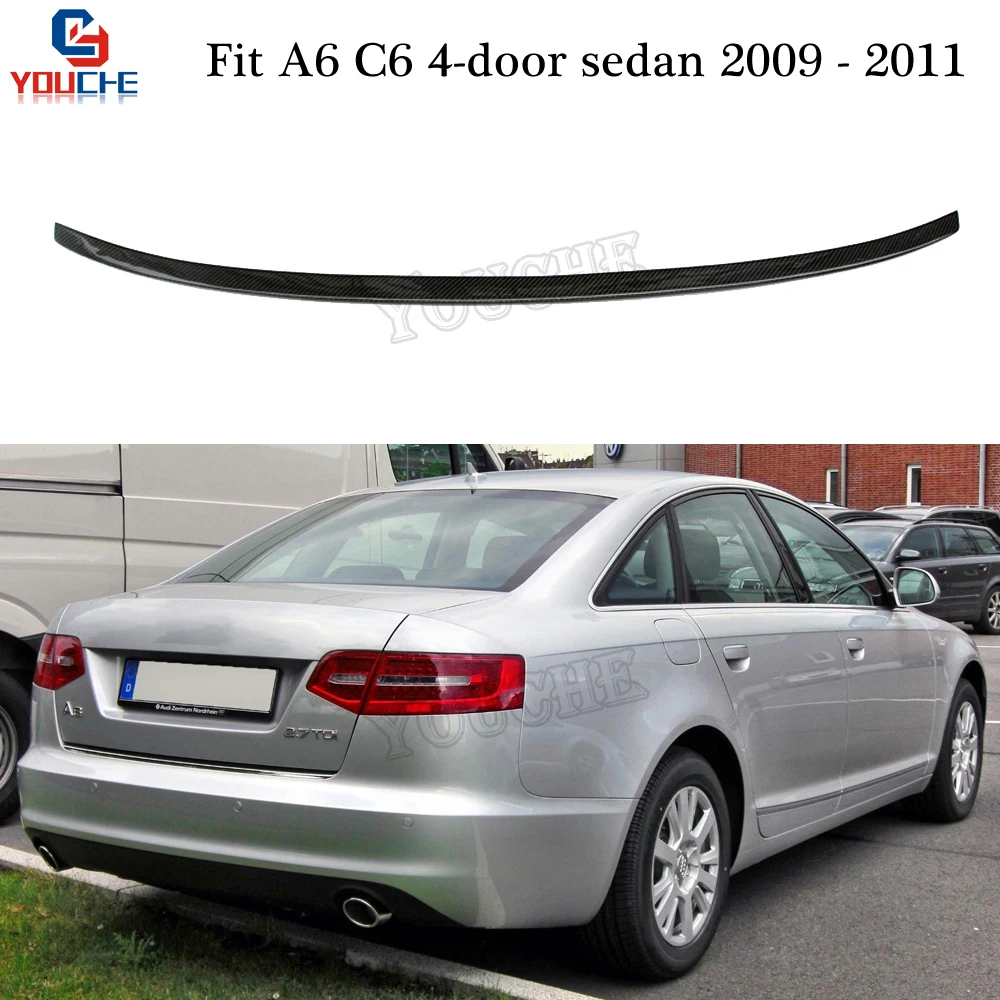 Задний спойлер A6 из углеродного волокна крыло багажника для Audi C6 4 дверного
