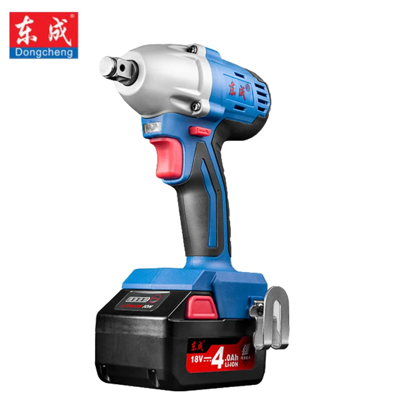 

Dongcheng Rechargeable Electric Impact Wrench 18V Li-ion 0-2400r/min 4.0Ah 300N.m 2-Speed Car Tyre Wheel Wrench Cordless Drill