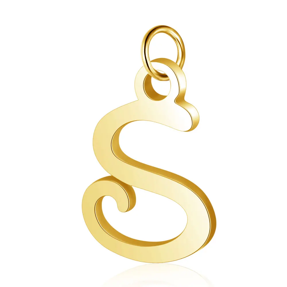Золотой кулон "инициалы" из A-Z букв всех алфавитов DIY Шарм для изготовления ювелирных изделий Модное Имя ожерелье кулон 5 шт./лот - Окраска металла: S