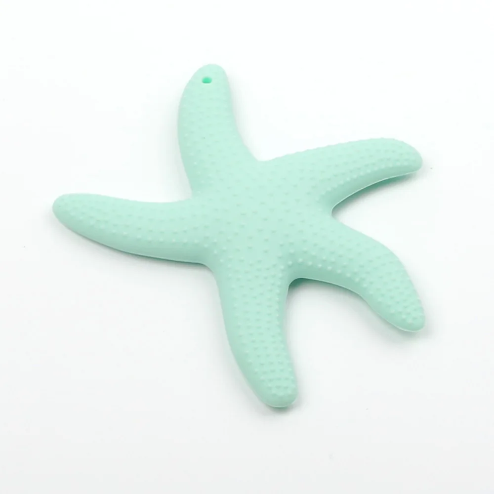 Морская звезда детский Силиконовый грызунок BPA бесплатные силиконовые бусины жевательный кулон грызун для младенцев зуб тренировочные игрушки - Цвет: light blue
