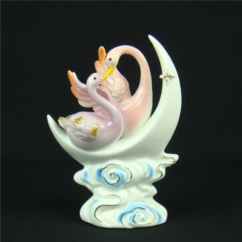 

Starry Porcelain Swan Couple Figurine Decorative Ceramics Moon River His and Hers Gift Craft Ornament Accessories Furnishing