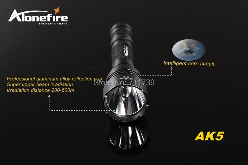 AloneFire AK5 CREE XM-L2 светодиодный 5 Режим супер верхний луч облучения фонарик фонарь светильник для 18650 аккумуляторной батареи