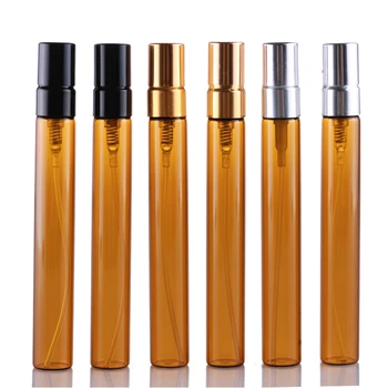 

100 Pieces/Lot 10ml Empty cosmetic containers with Aluminum Atomizer For Traveler & Mini Amber Glass refillable Portable Vial