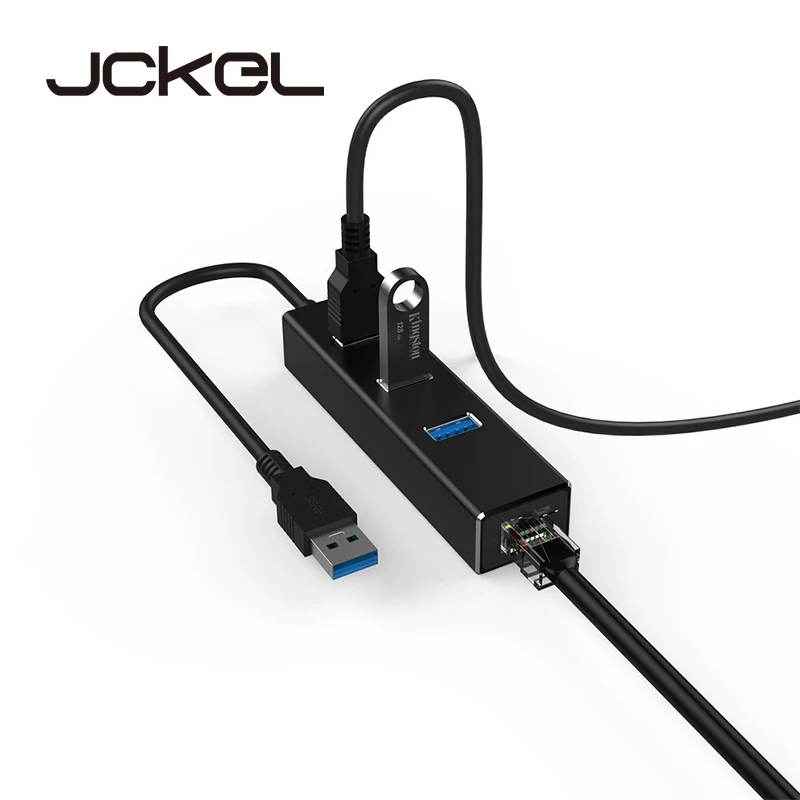 JCKEL USB 3,0 Ethernet адаптер с 3 Порты USB 3,0 док-станция USB RJ45 Gigabit Ethernet Lan 10/100/1000 Мбит сетевой карты для ноутбука