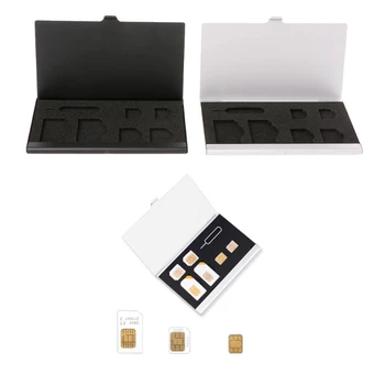 

Monolayer Aluminum Alloy 1 Card Pin + 6 SIM Card Holder Protector Storage Box Case