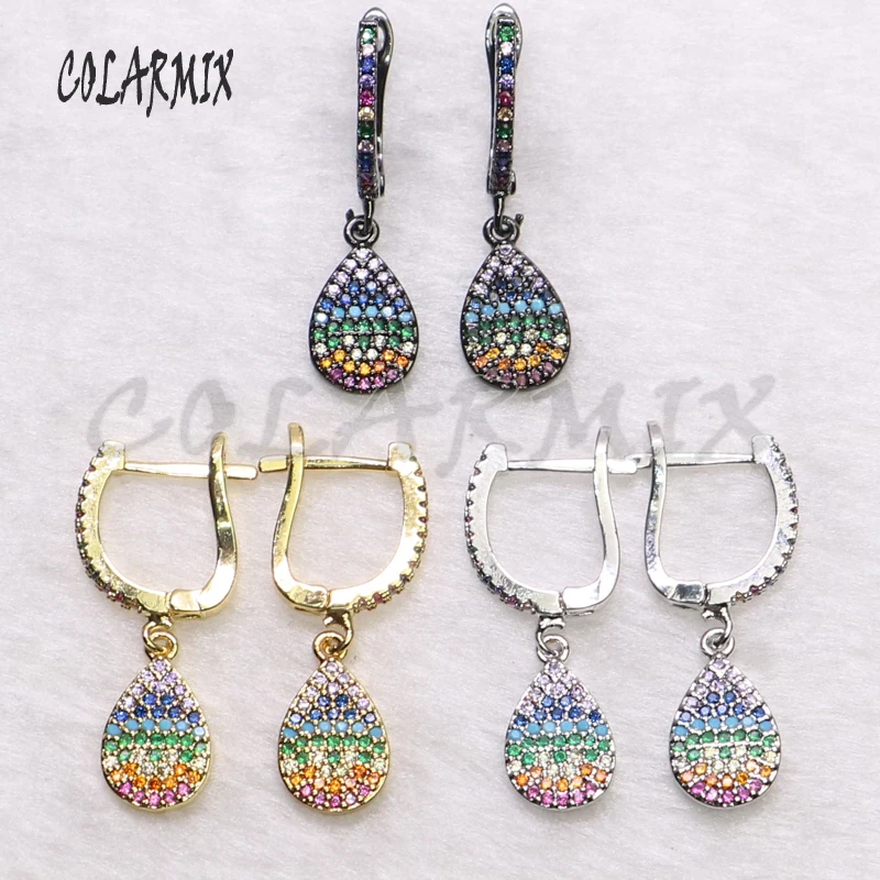 

5 Pairs drop earrings water drop earrings rainbow crystal accessories zircon jewelry for women earrings 5516