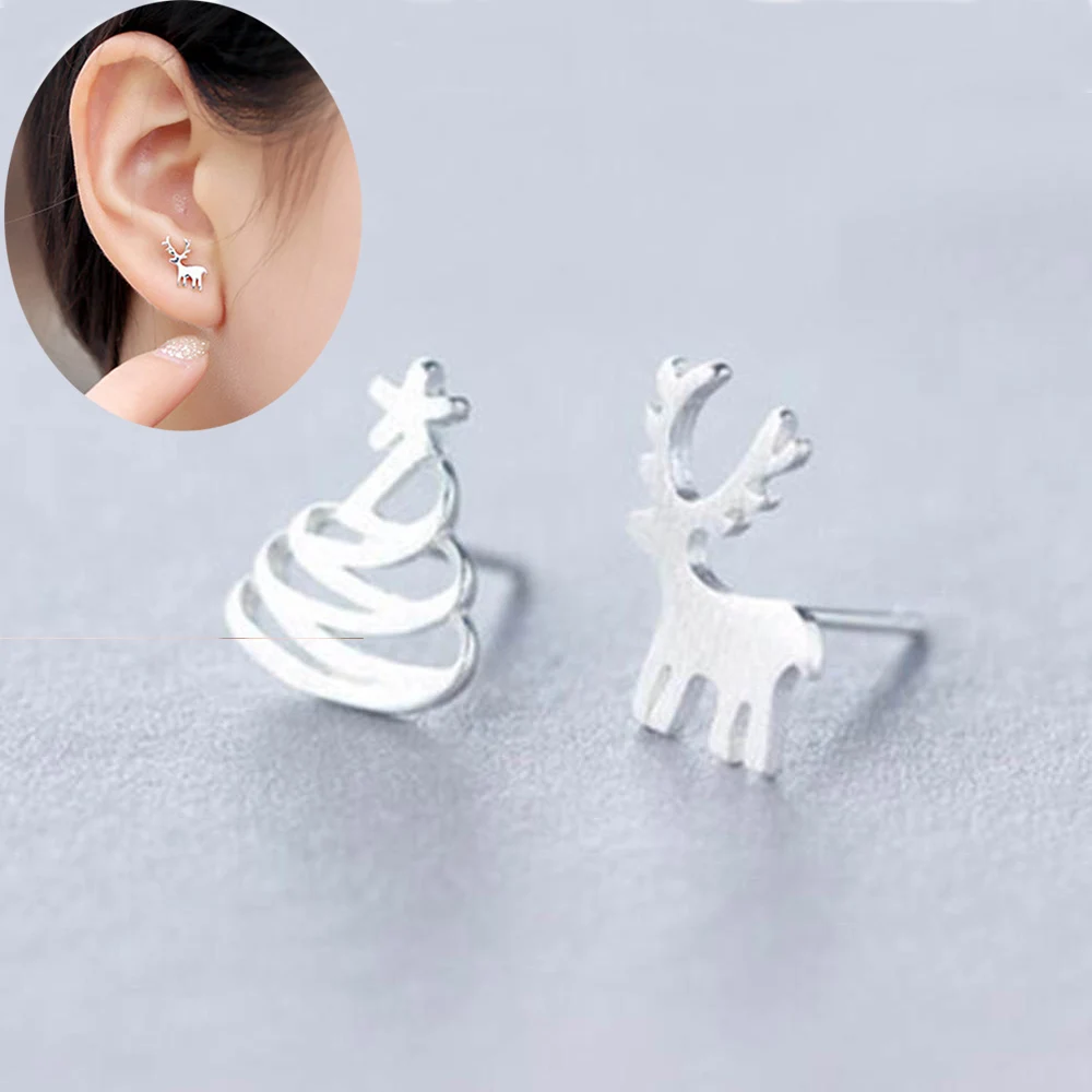 

Exquisite Cute Deer Christmas Tree Earrings Ladies And Ladies Fashion Asymmetric Earrings Party Jewelry Accessories