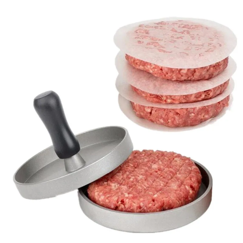 

New 1Set Round Shape Hamburger Press Aluminum Alloy 11 cm Hamburger Meat Beef Grill Burger Press Patty Maker Mold