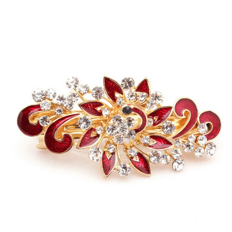 New Hot Fashion Women Girl Cute Colorful Shinning Crystal Rhinestones Peacock Hairpin Hair Clip Jewelry