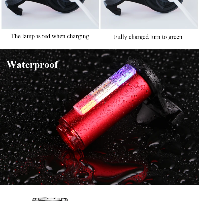 Clearance Wheelup 4 Color Mountain Bike USB Highway Vehicle Taillight Charging Equipment Riding Taillight Warning Lamp LED Bicycle Light 6