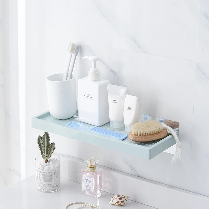 

Bathroom Shelf Shower Plastic Storage Rack Holder Shampoo Bath Towel Tray Home Bathroom Shelves Single Tier Shower Head Holder