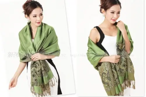 

Free shipping Hot! New Pashmina 100% Cashmere Women's Scarves Paisley Stole Shawl Wrap Scarf Green