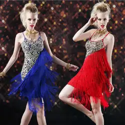 6 цветов Модные Новое поступление Костюмы для латиноамериканских танцев танцевальный костюм Samba Salsa платье с бахромой Костюмы для бальных