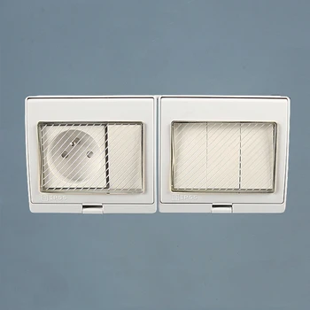 

IP55 Report CE Wall Waterproof Dust-proof Power Socket,Waterproof Wall Switch French Type 16A/250V 4 way Switch + 1 Way Socket