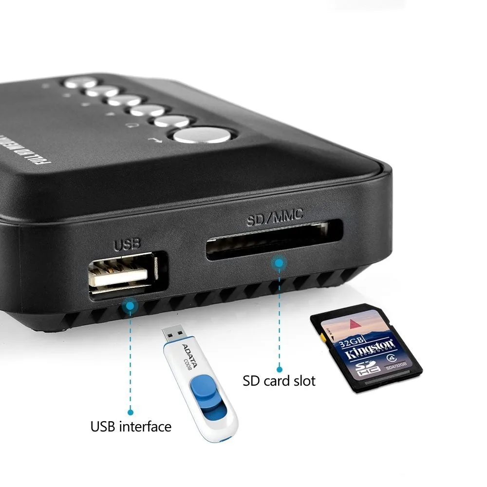 JEDX Full HD 1080P USB External HDD Media Player with with Remote