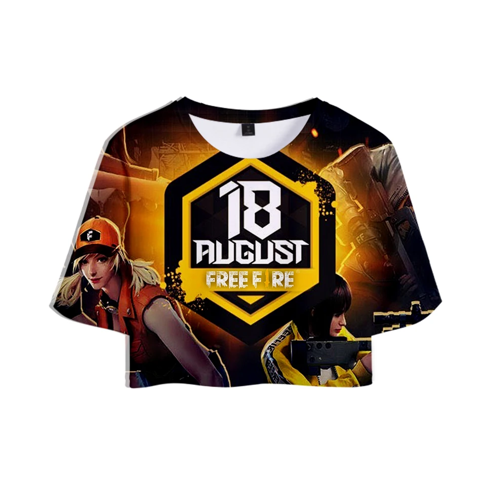 Free Fire 3D Printed Summer Women Crop Tops Short Sleeve Fashion Tshirts Free Fire Popular Game Tee Shirts Girls Sexy Clothes