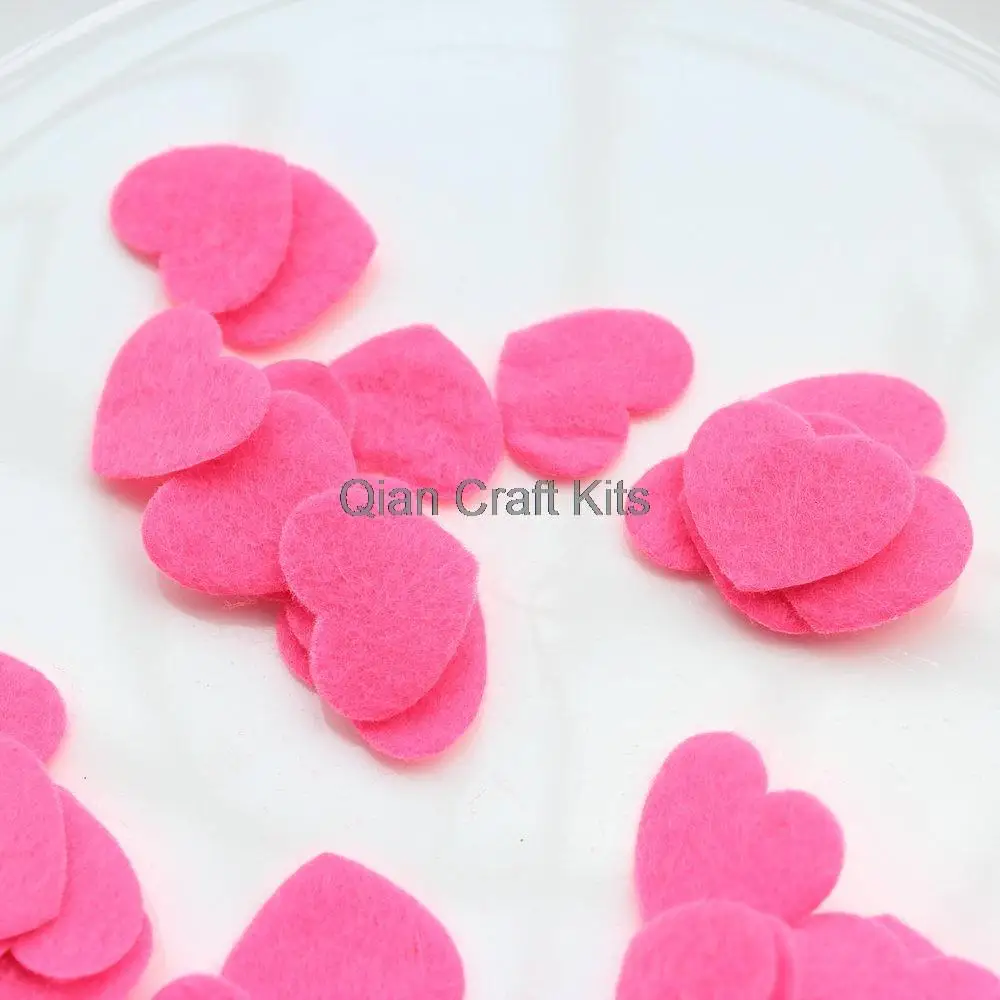 

2000pcs diy kawaii Felt lovely pink hearts felt Wedding confetti Flatbacks cabochon crafts making Scrapbooking Wool Felt Hearts