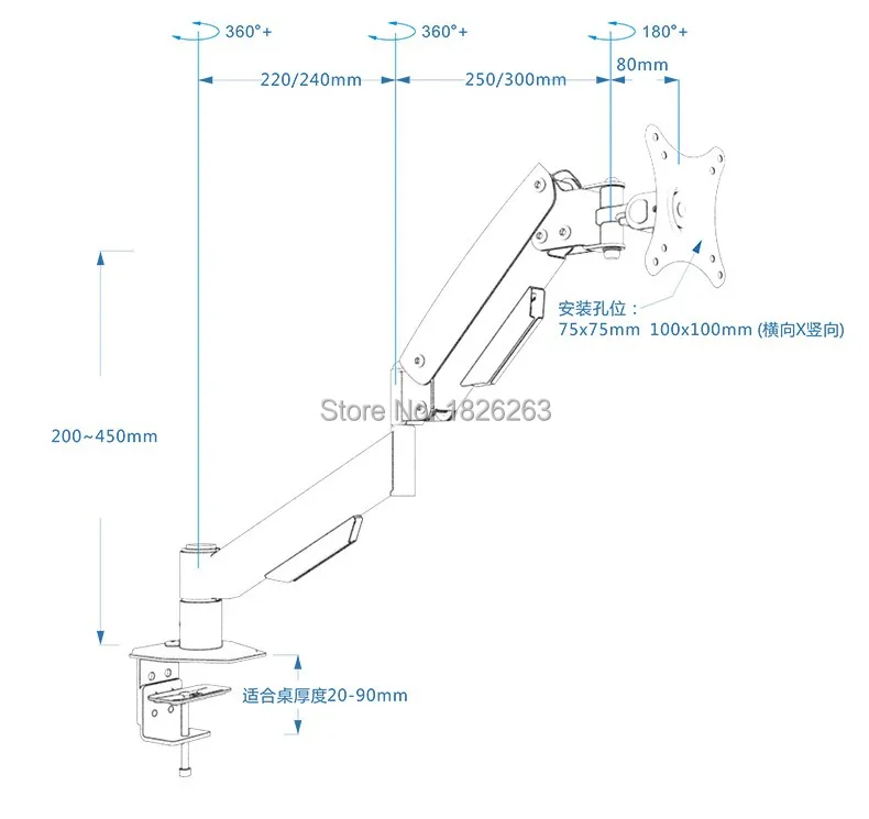 Hyvarwey Heavy Duty весна газа полный движения 1"-27" ЖК-дисплей СВЕТОДИОДНЫЙ монитор держатель Arm Настольный кронштейн для монитора Макс. Загрузка 10kgs