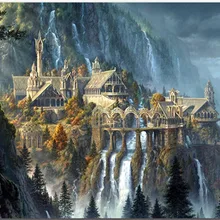 5d eigen foto на заказ алмазная живопись фильмы Фэнтези пейзаж с замком Рождественская вышивка diy Вышивка крестиком Рождественский Декор Горячая 925