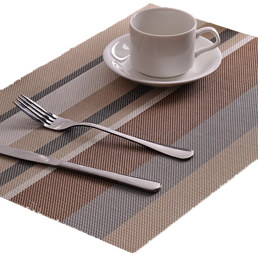 1 Pcs Stripes Placemat Fashion PVC Dining Table Mat disc Pads Bowl Pad