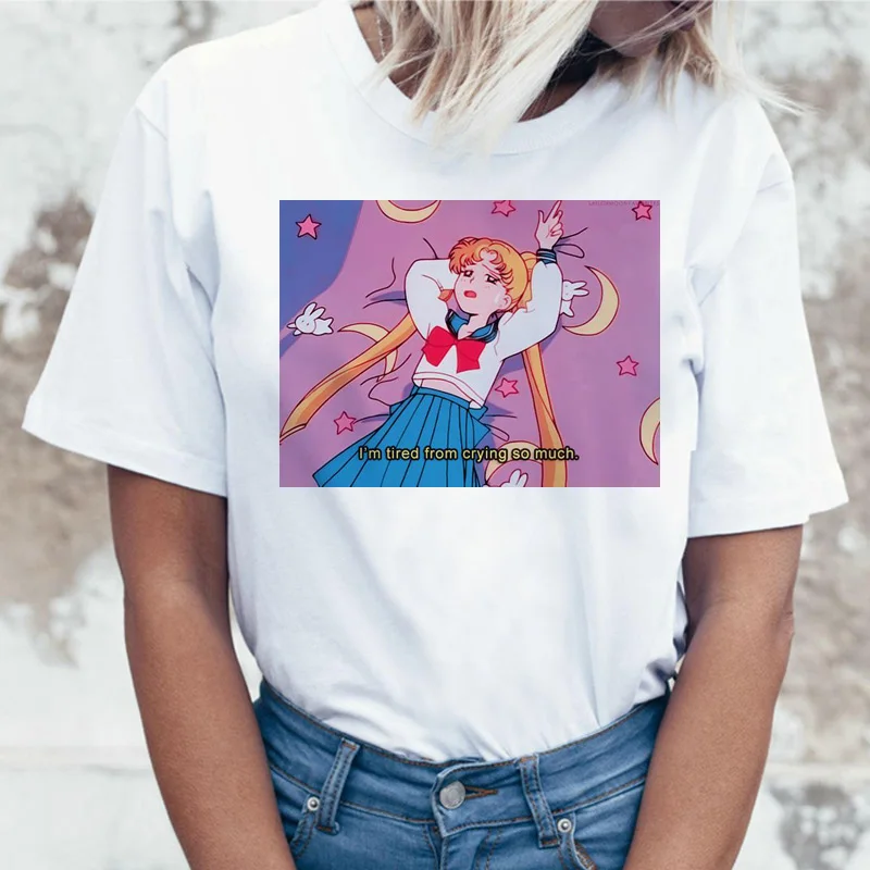 Sailor Moon Аниме футболка Топ Футболка 90s женская женский корейский стиль ulzzang