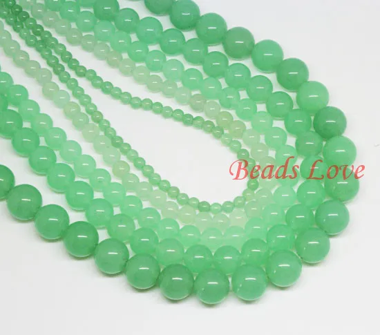 

Light Green Stone Round Loose Beads For Jewelry Making AA+ Natural Stone Beads 15.5"/strand Pick Size 4,6,8,10,12mm (F00025)