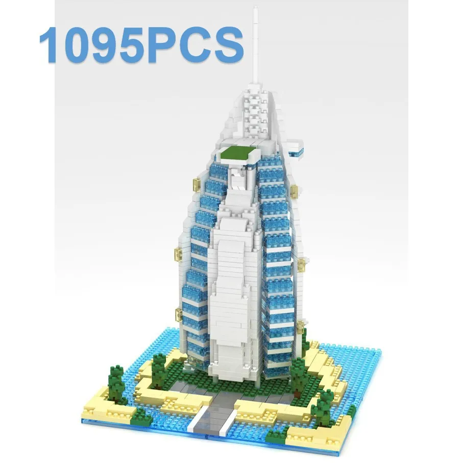 

DIY Architecture Legoed City set Landmarks Model Burj Al Ar Building Blocks Children Toys Educational 3D Model Bricks Kids Gifts