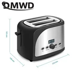 DMWD мини бытовой выпечки завтрак чайник Хлеб Тост Духовка электрический тостер плита Завтрак машина 2 ломтика гриль ЕС США plug
