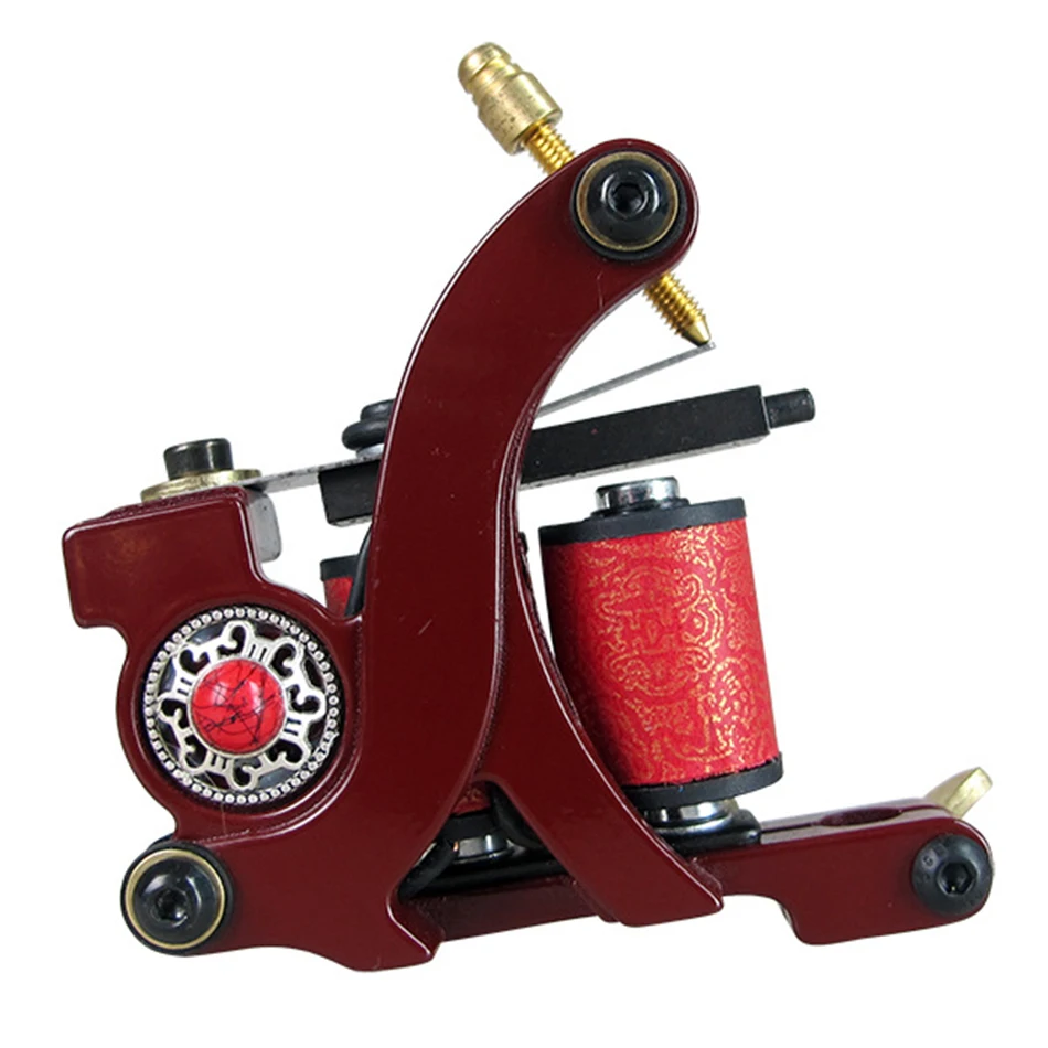 

Red 1Pcs Coil Tattoo Machine Tattoo Gun 10 Wraps Top Quality for Beginner Shader Liner maquina de tatuagem professional GUCCTA