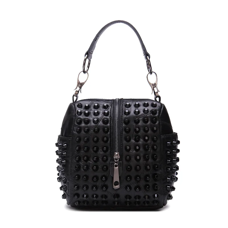 women bag 2017 new handbag leather sheepskin bag Studded Leather Shoulder Bags Satchel Bag high quality women's fashion handbags