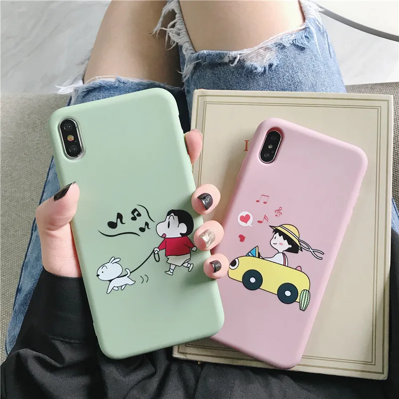 For iPhone 11 Pro MAX cartoon Crayon Shin-chan Chi-bi Maruko Soft TPU Case XR XS X 6 6S 7 8 Plus |
