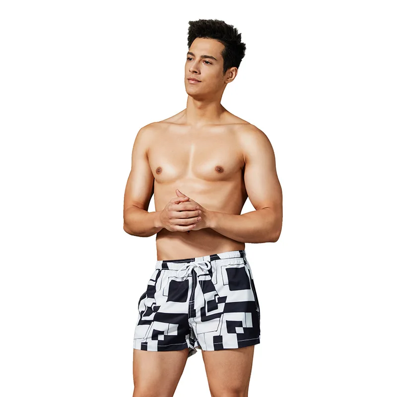 Сезон сексуальные клетчатые быстросохнущие пляжные шорты мужские штаны для сна Модные мужские спортивные для улицы шорты удобные мужские штаны для сна - Цвет: Серый