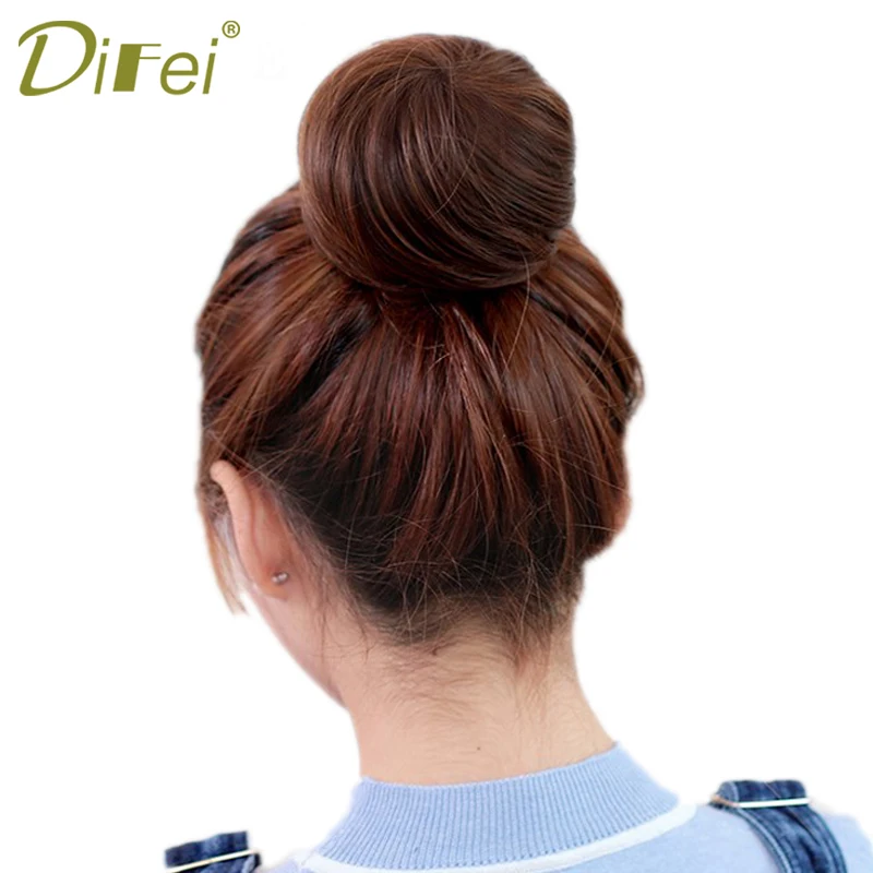 

Short Straight Hair Heat Resistant Synthetic Hairpieces Chignon Clip In Hair Extensions Women Hairstyles DIFEI