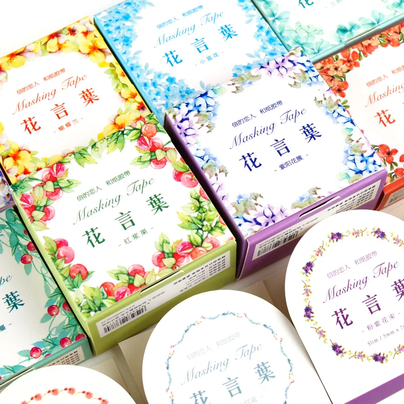 Романтический Листва Цветы лента Washi маскирующий декоративный ленты DIY