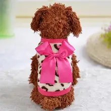 TPFOCUS теплое леопардовое пальто с бантом для питомца Тедди Померанский щенок зимняя осенняя одежда роскошное платье для собаки одежда