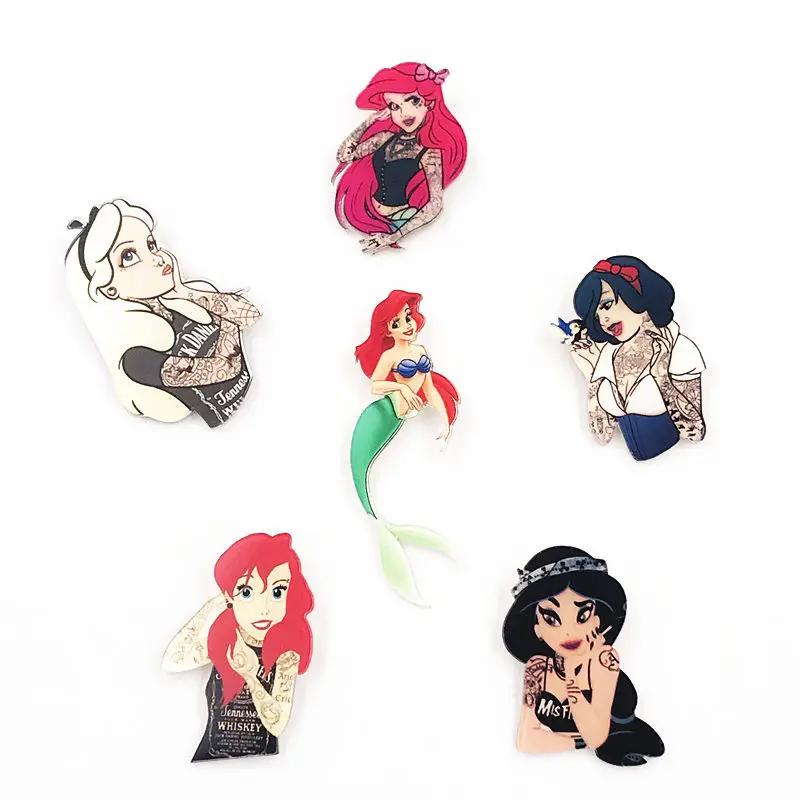 

5PCS/lot Cartoon Icons Sexy Cool Girl princess Icons Badge on Backpack Brooch Pins For Clothes Acrylic Badges for women girls