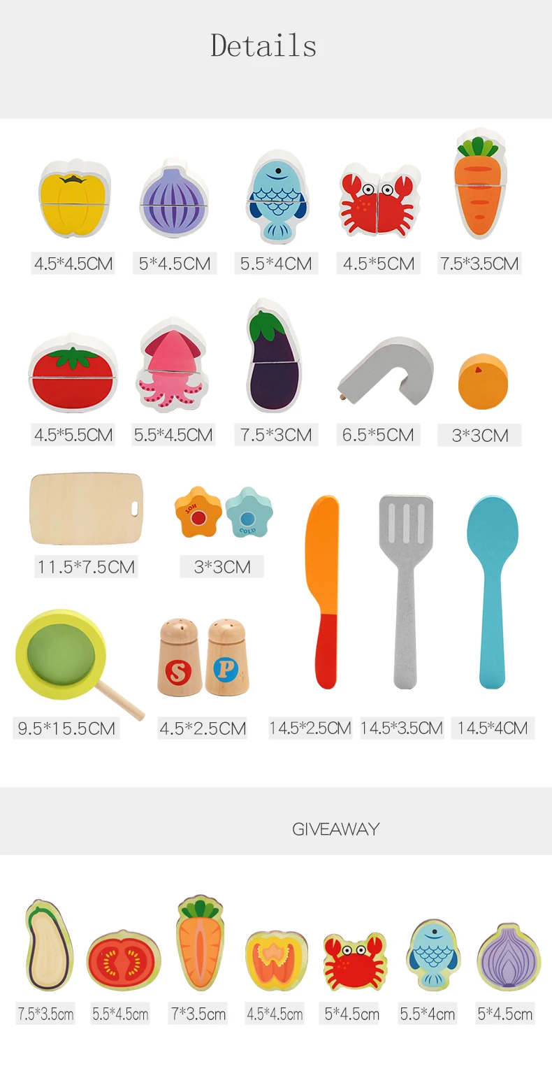 Comida de Madeira Zalami Brinquedo Educativo Cozinha Brinquedos Conjunto Crianças Churrasco Mercado Frutas Fingir Papel Jogar 10 Quebra-cab.