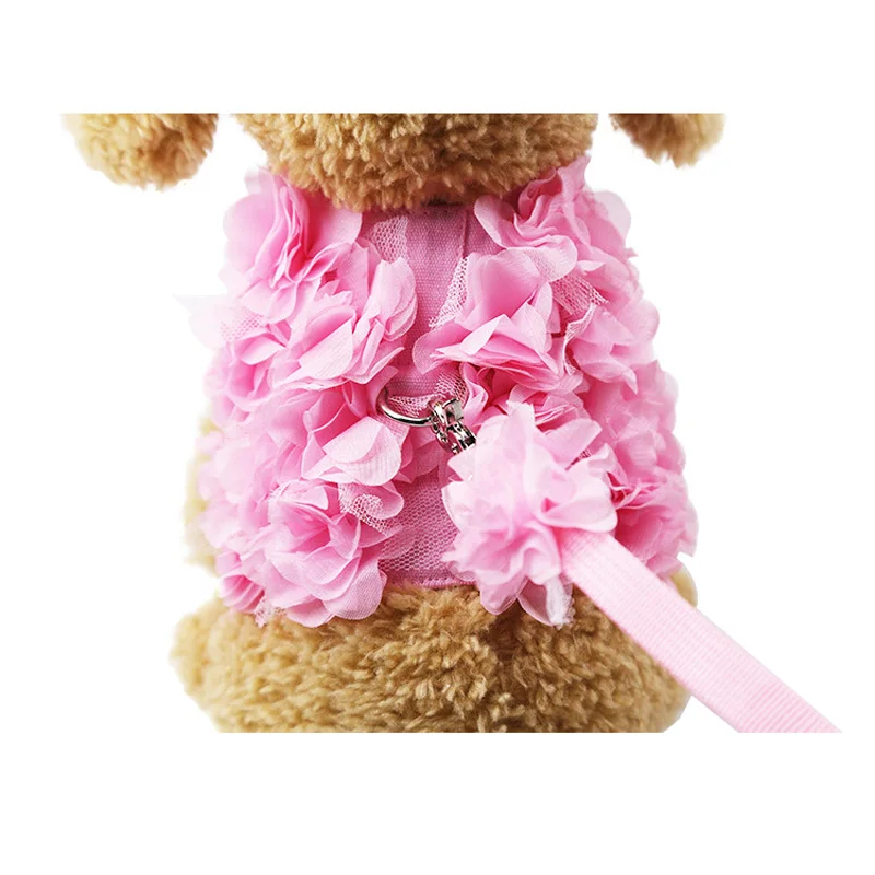 Cute Flower Pet Dog Harness Vest Outdoor Walking Dog Leash Harness Set 1 inch Width Small Dog Harness Chihuahua Pet Leads